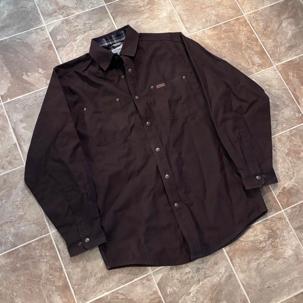 Vintage Y2K 2000s Carhartt Brown Button Up Work Shirt/Jacket Size Medium